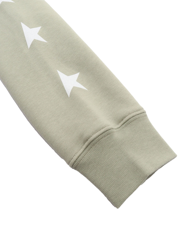 STAR- GIRLS ZIPPED SWEATSHIRT HOODIE- KANGAROO POCKET- GLITTER MULTISTAR PRINTED Green