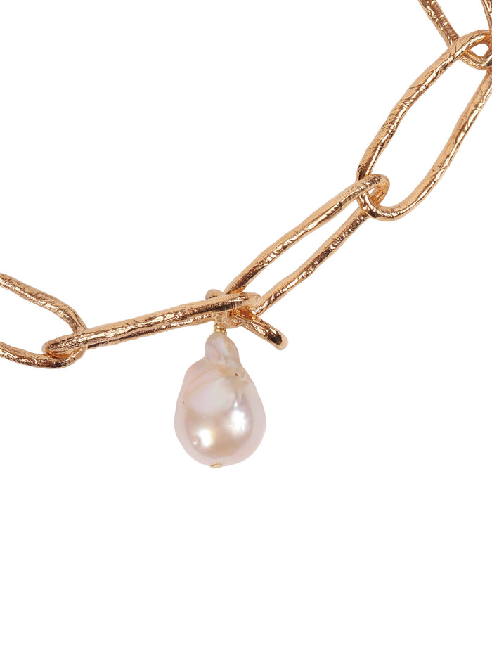 Sculptural Choker With Pearl Gold Bronze Details River Necklace