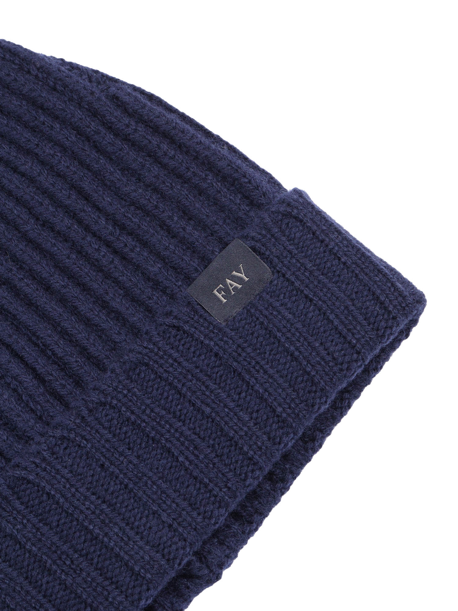 Ribbed Cap Blue Virgin Wool Hat