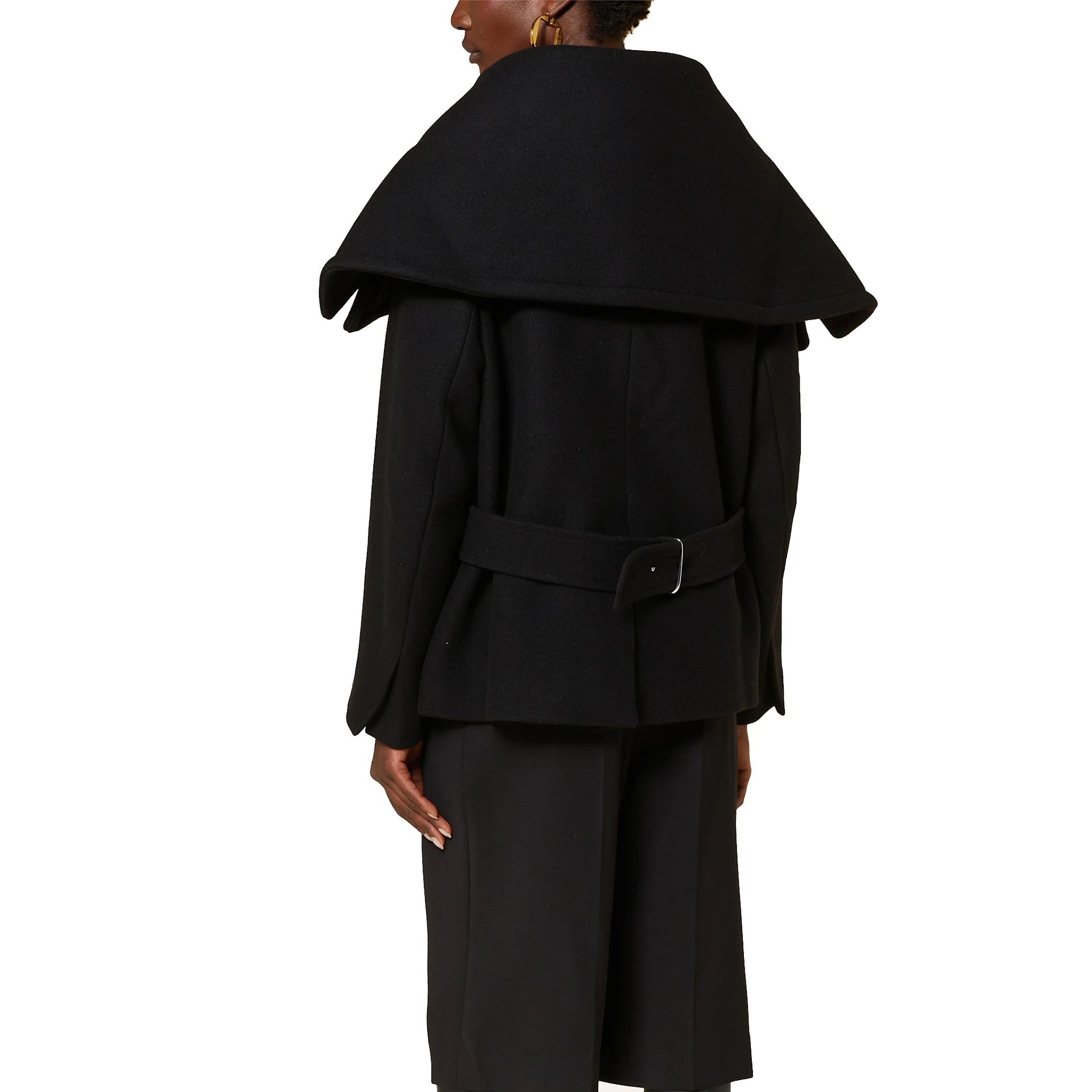 Le Caban Caruso Draped-Collar Jacket Black Virgin Wool