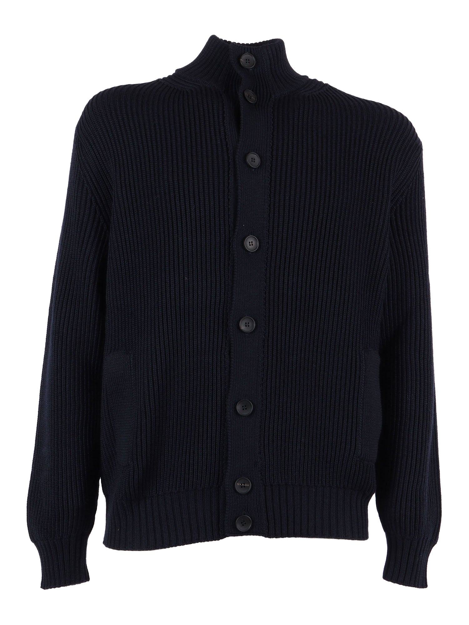 Extra Fine Merino Wool Cardigan Blue Virgin