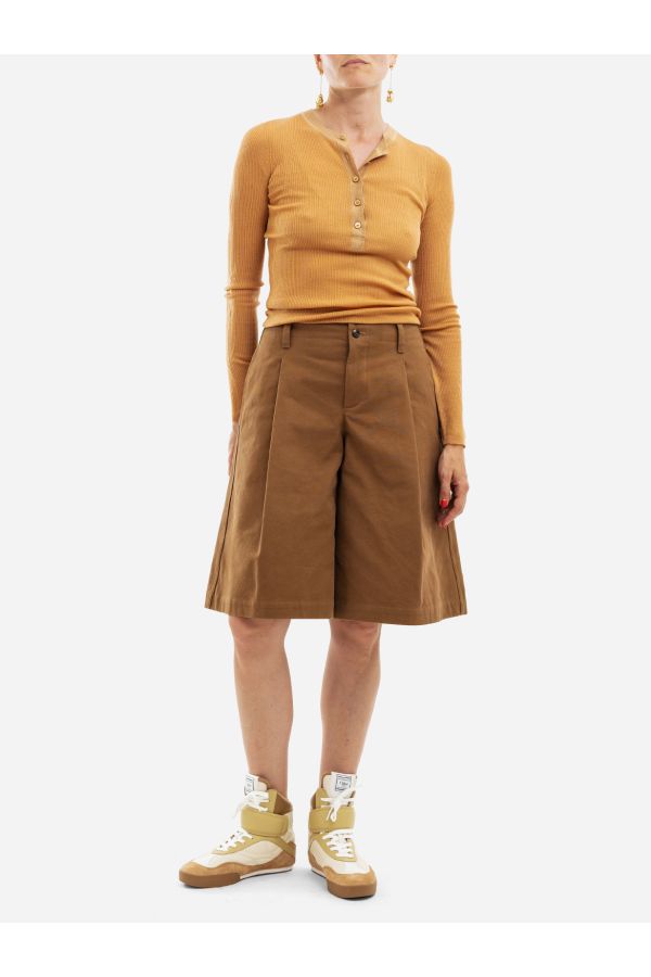 Chloé Fine ribbed-knit cotton top in orange