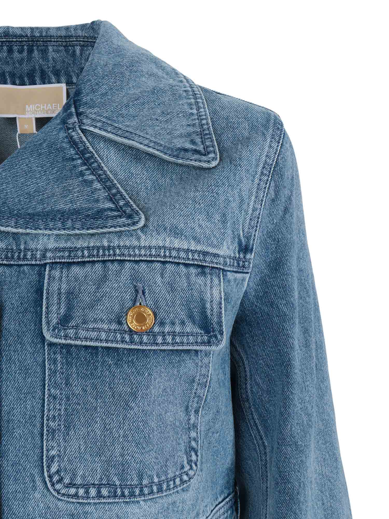 CROPPED DENIM JKT Blue Cotton Jacket