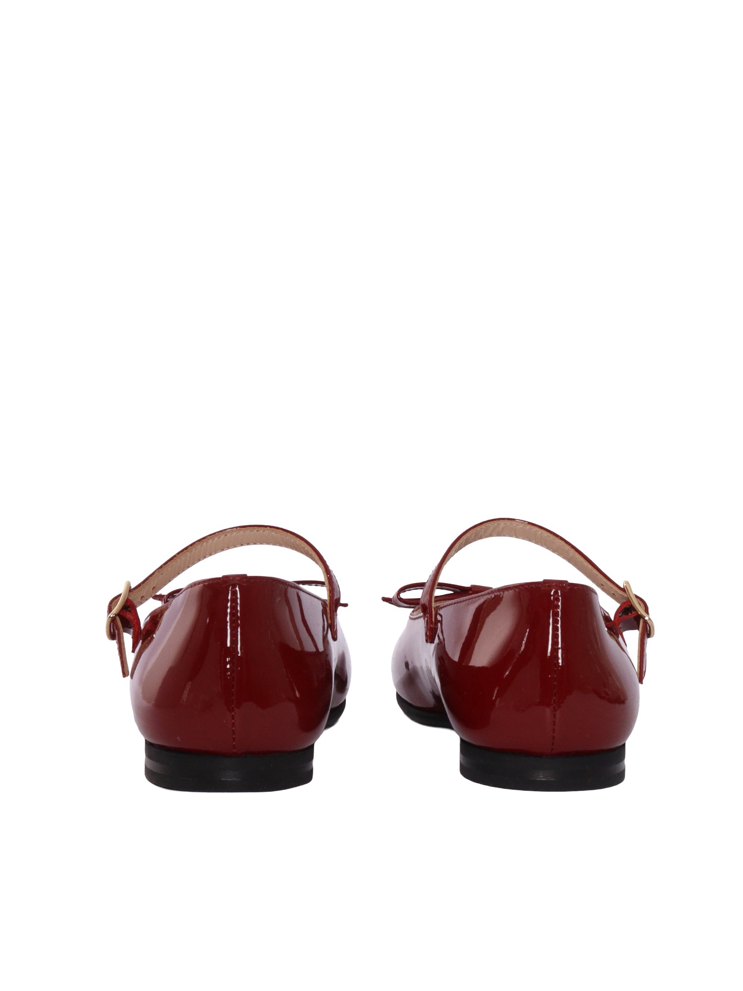 Genuine Leather Mary Jane Ballerinas With Bow Detail Red Sole Rubber Flat Shoes