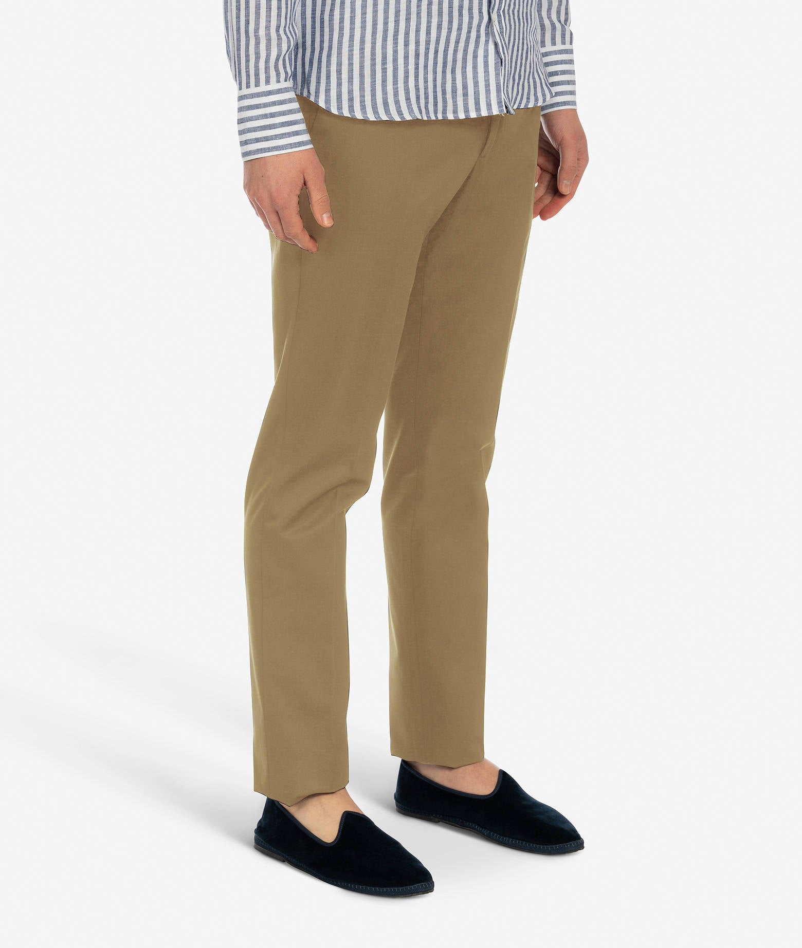 Cotton Chino Mykonos Beige Trousers No Pinces
