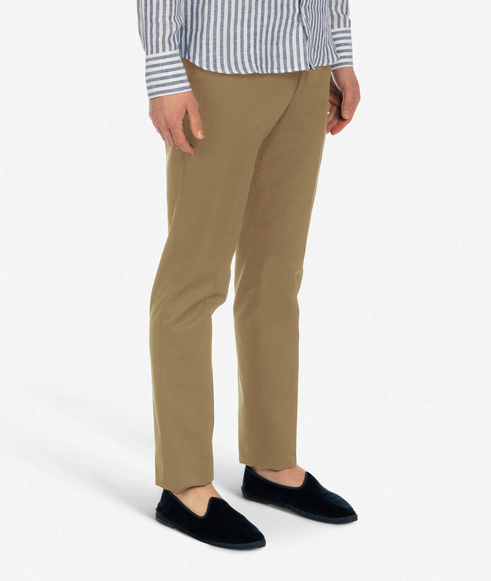 Cotton Chino Mykonos Beige Trousers No Pinces