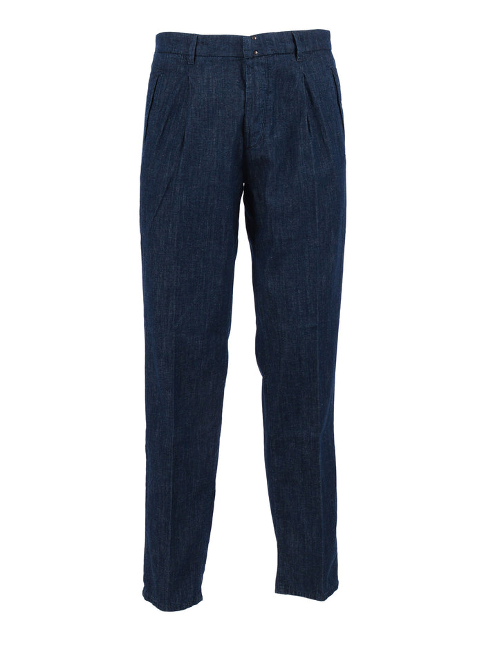 PANTS Blue Cotton Linen