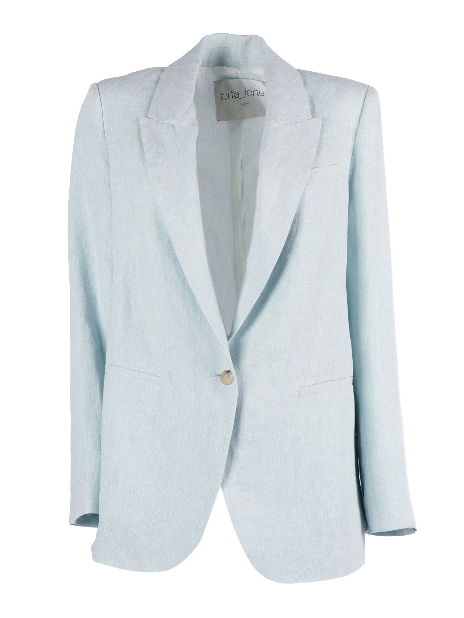 Chic Linen Canvas Jacket Light Blue Lining Acrylic Viscose