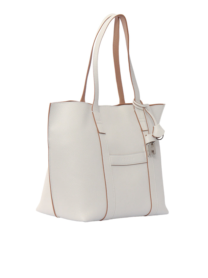 SCRIPT SHOPPING MEDIA BAG White Calfskin Handbag