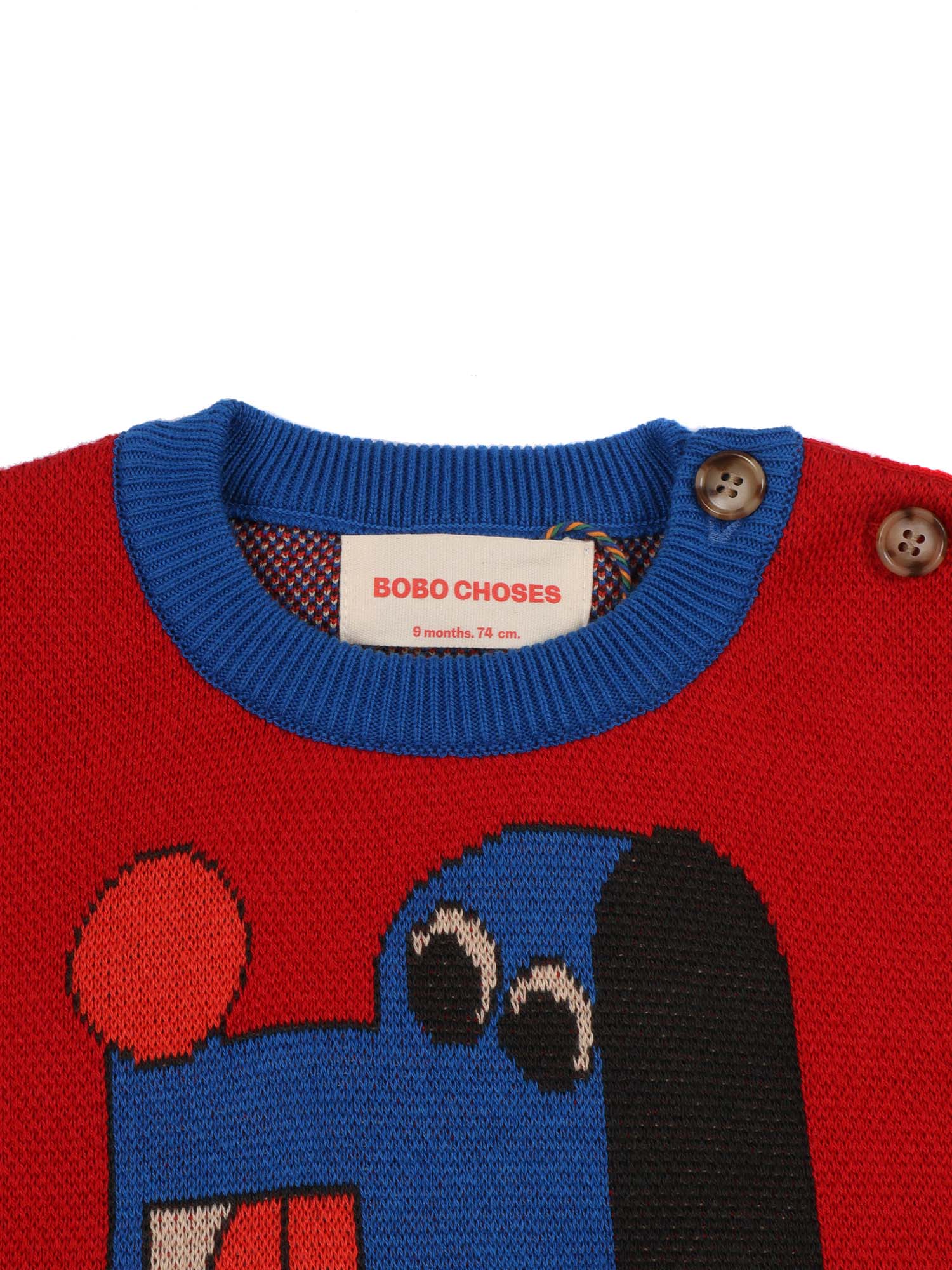 Doggy Mate Jacquard Jumper Red Organic Cotton Crewneck