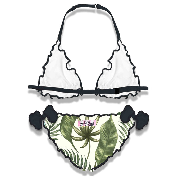 Tropical Print Girl Bikini White