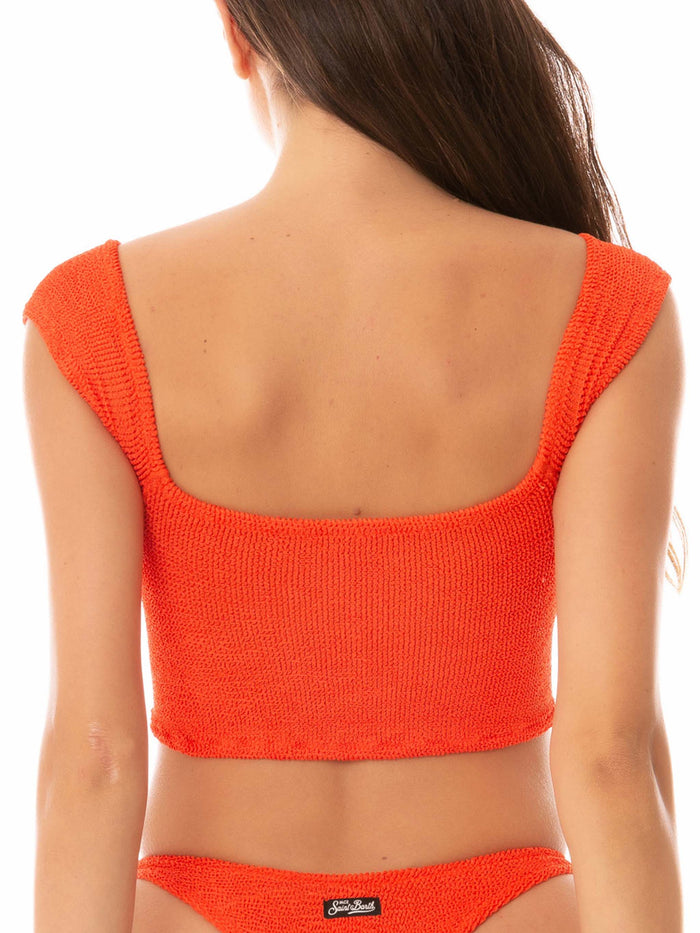 Orange Zena Crinkle Bikini Top