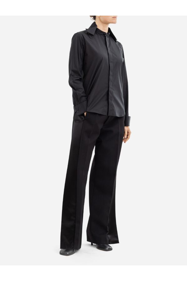 Phoebe Philo Satin-finish fluid fabric shirt in black