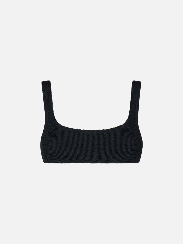 Naima Black Crinkle Bralette Bikini Top