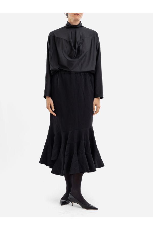 Comme des Garçons Matte wool body skirt in black