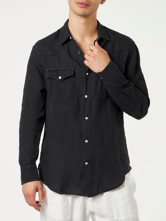 Greg Black Linen Shirt