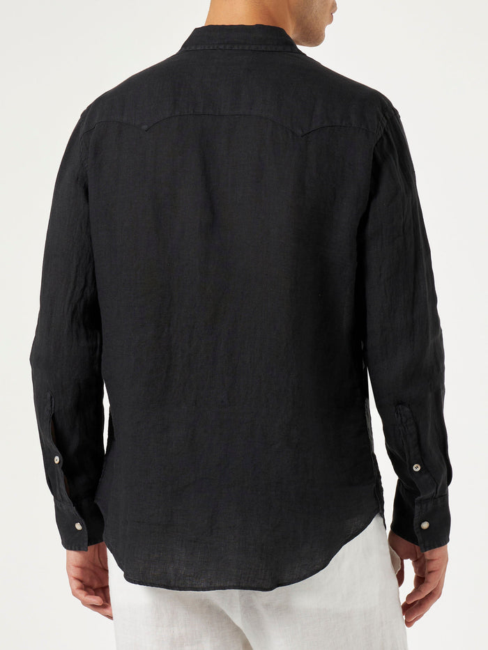 Greg Black Linen Shirt