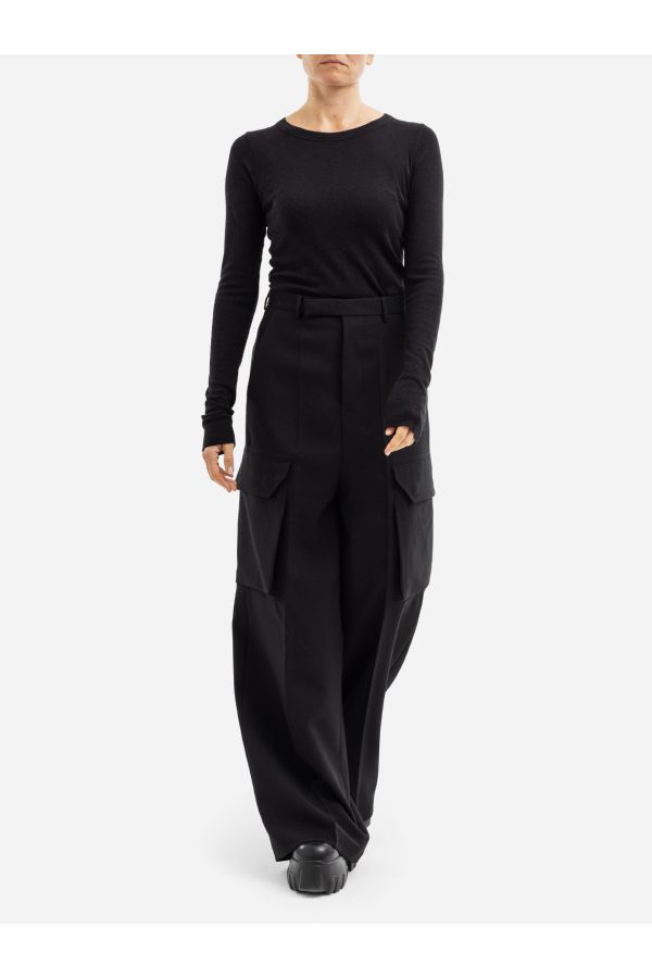 Rick Owens Dense matte-black fabric cargo pants in black