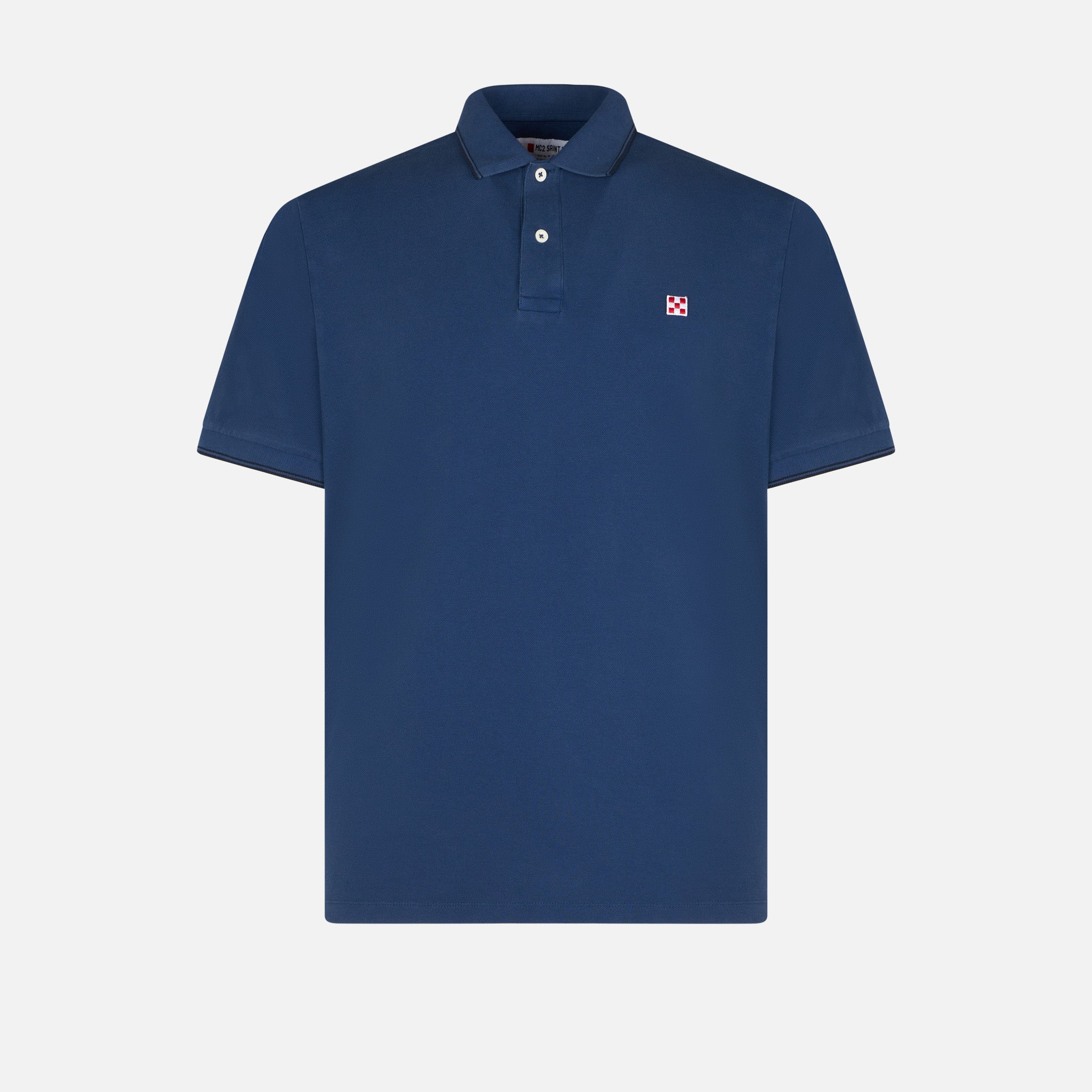 Blue Denim Piquet Polo With St. Barth Logo Shirt