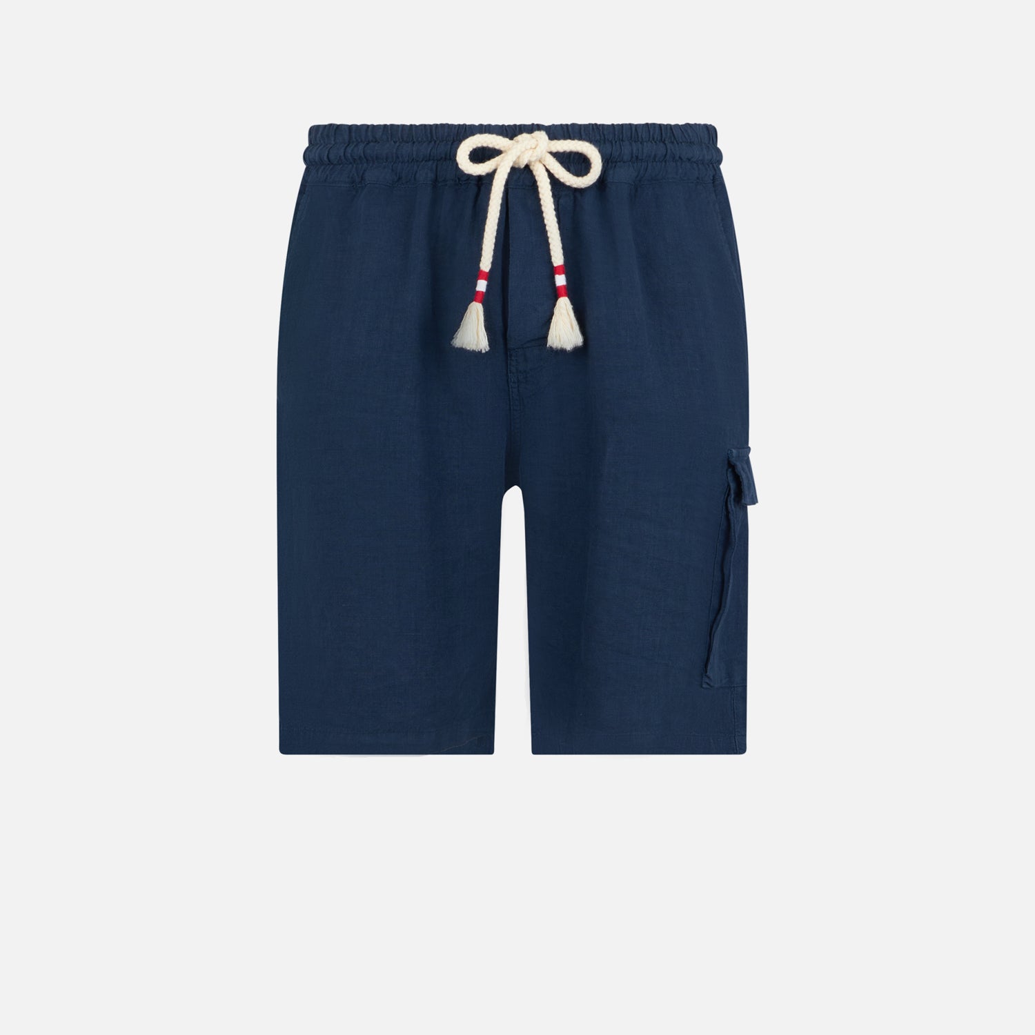 Man Linen Blue Navy Bermuda Shorts Pant