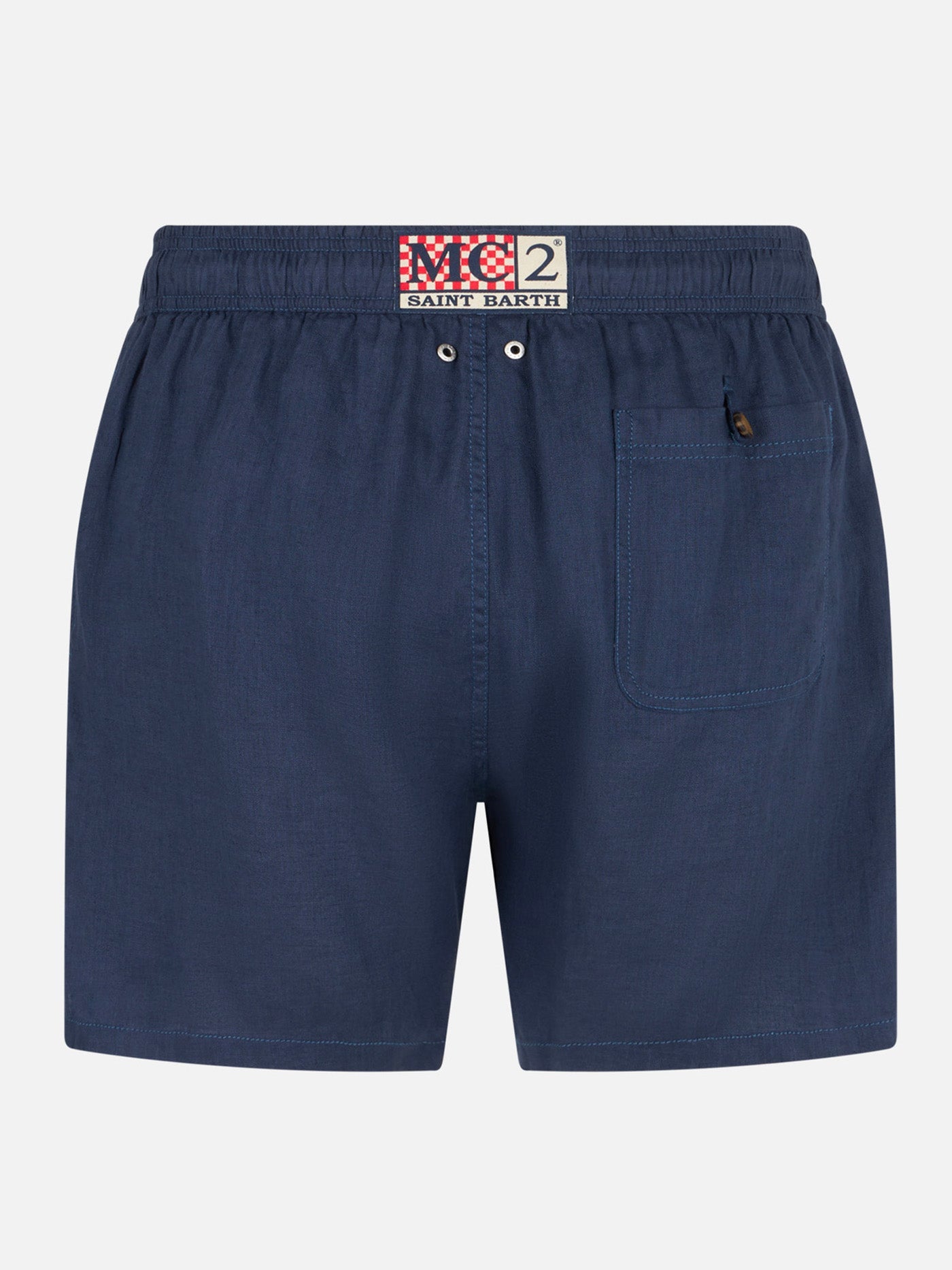Navy Blue Man Linen Swim Shorts Swimshort