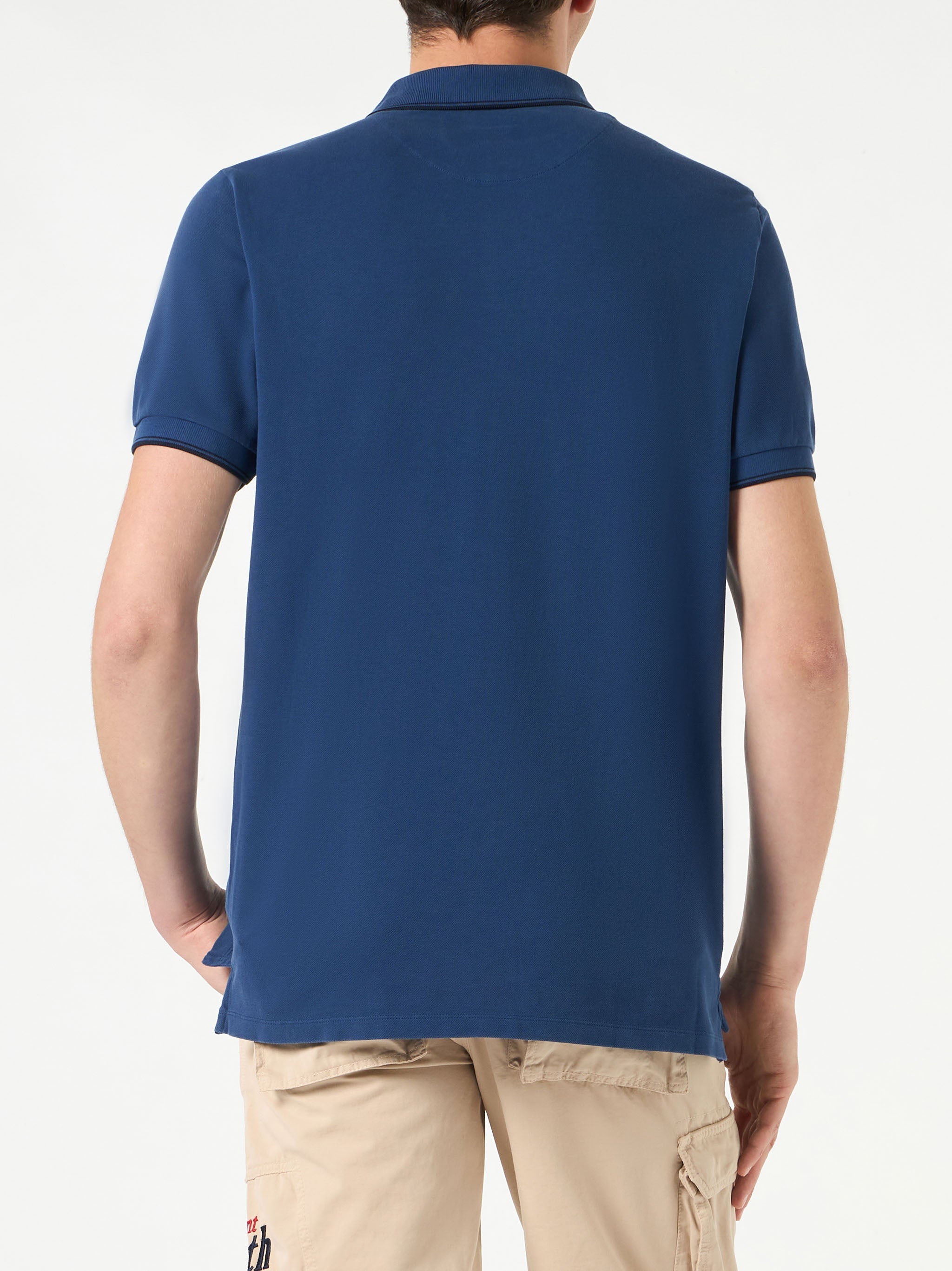 Blue Denim Piquet Polo With St. Barth Logo Shirt