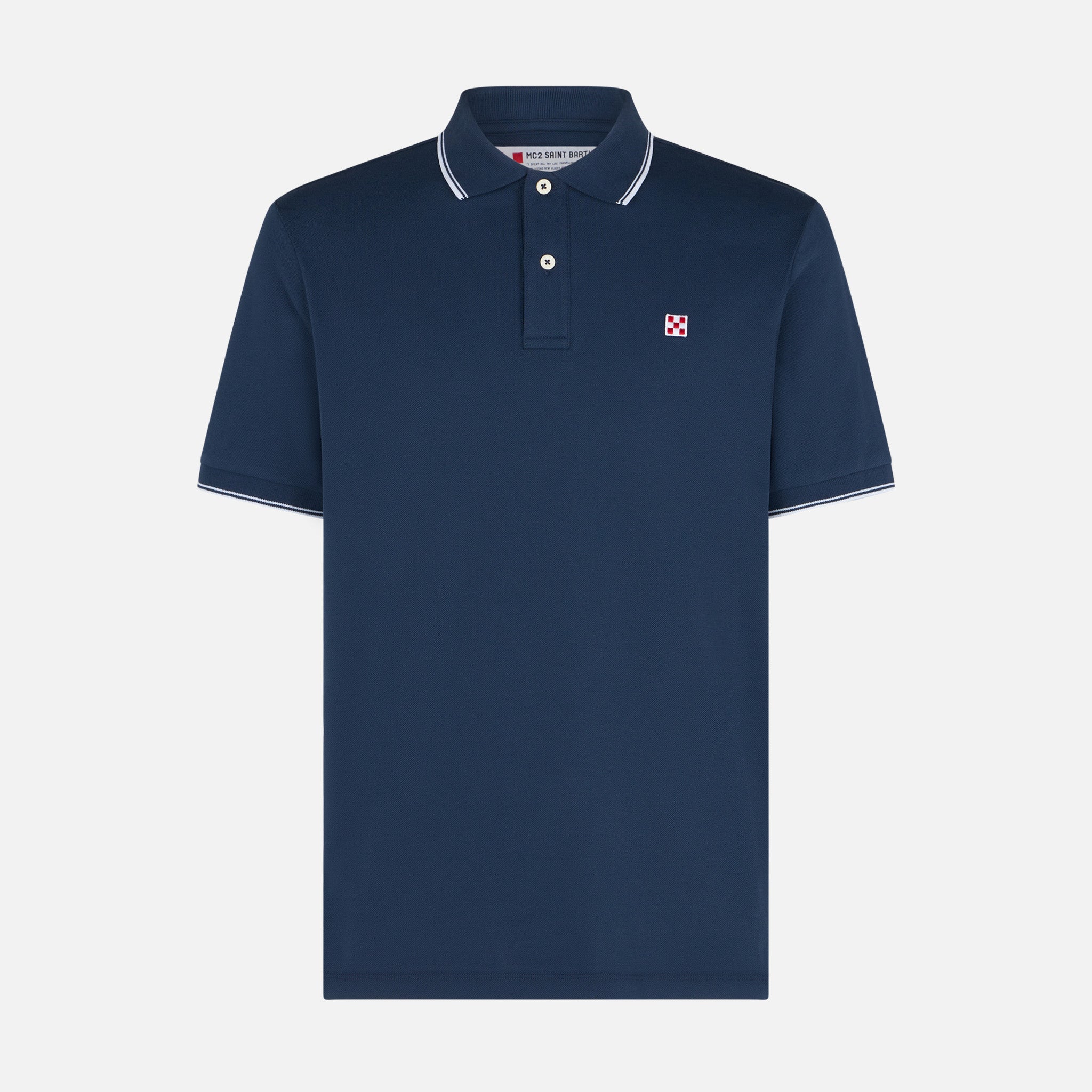 Blue Navy Piquet Polo With St. Barth Logo Shirt