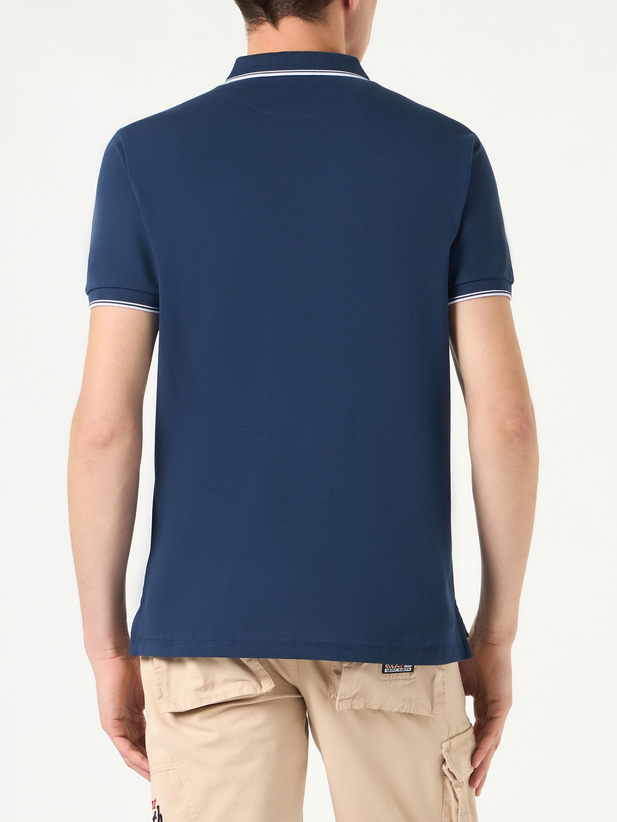 Blue Navy Piquet Polo With St. Barth Logo Shirt
