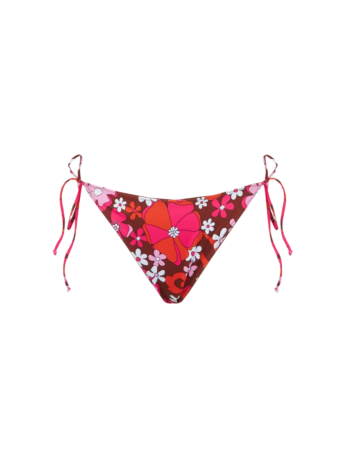 Virgo Swim Briefs With Floral Print Brown Bottom