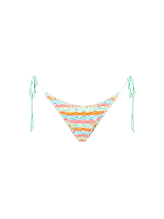 Marielle Striped Crochet Swim Briefs Green Bottom