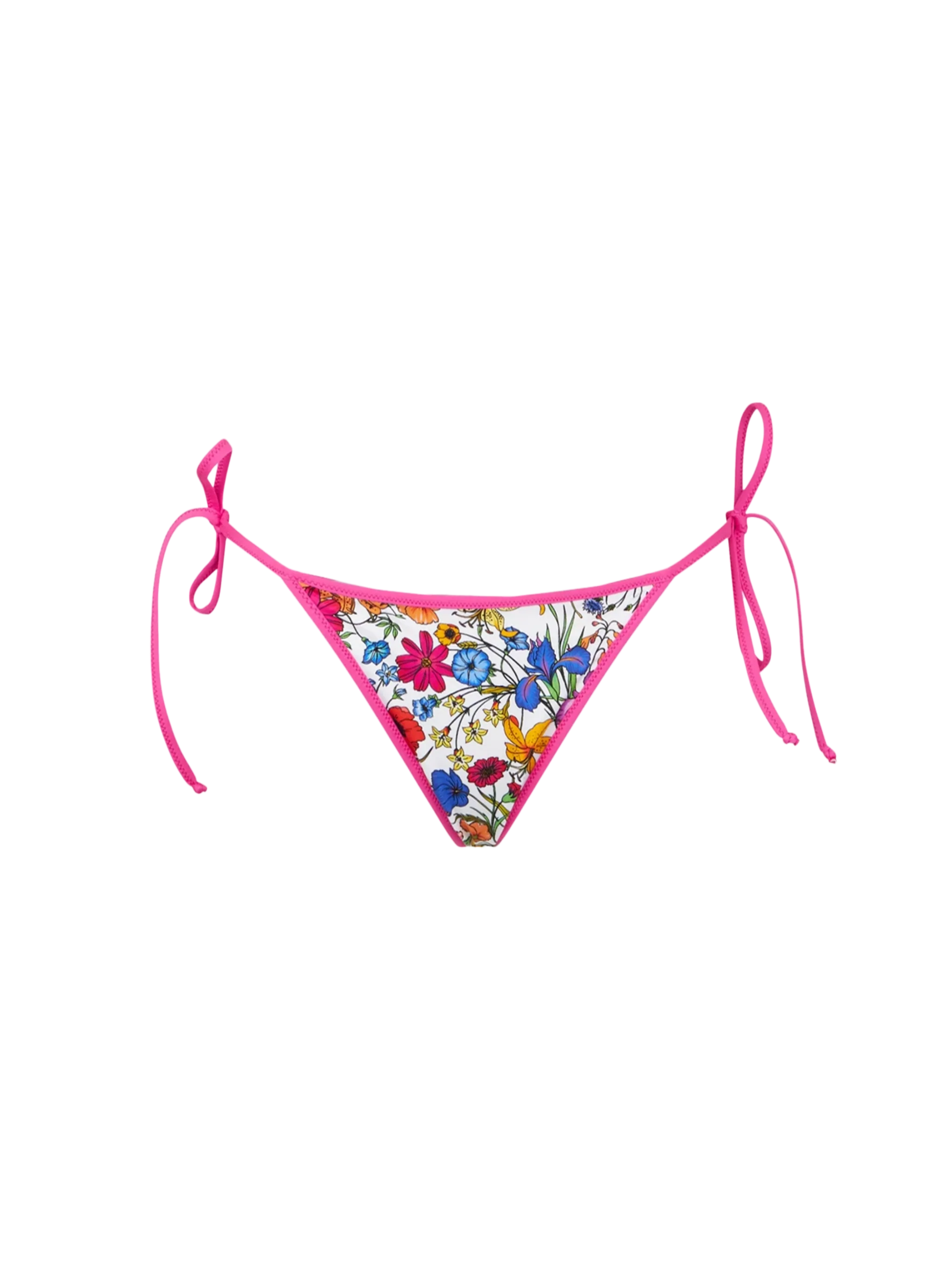 Marielle String Terry Floral Swim Briefs White Bottom
