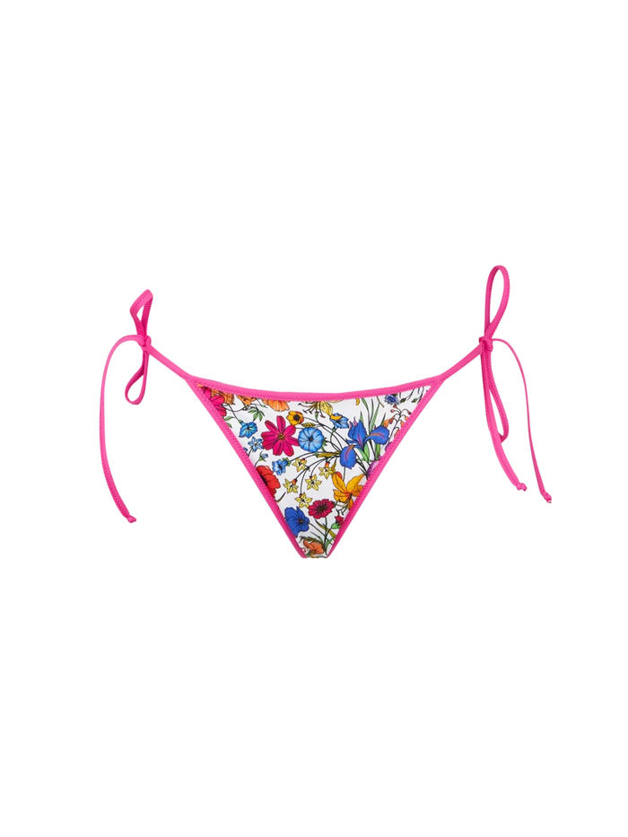 Marielle String Terry Floral Swim Briefs White Bottom