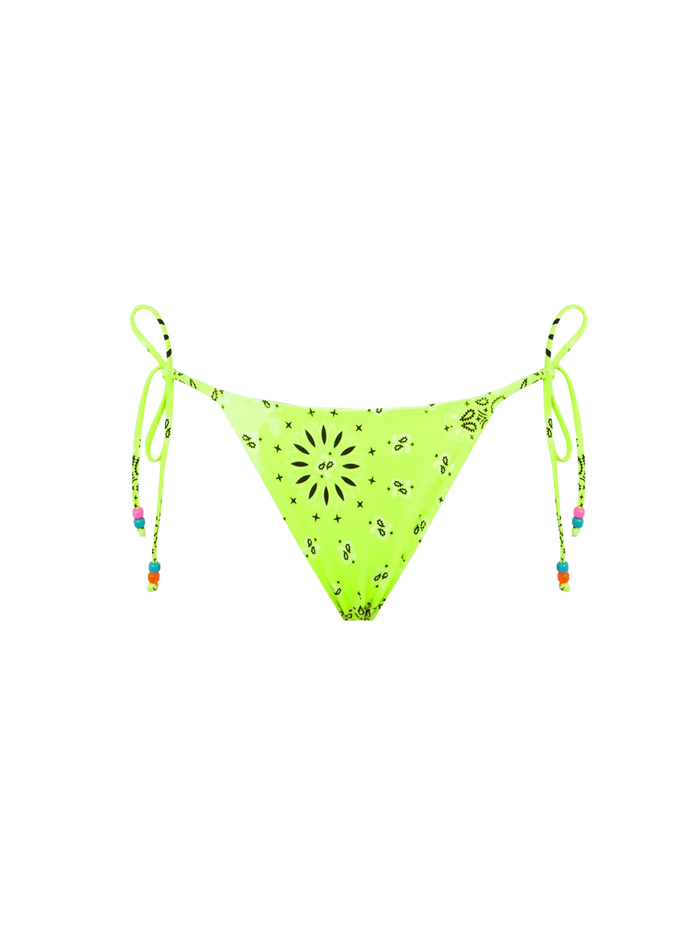 Fluo Yellow Bandana Marielle Swim Briefs With Charms Bottom