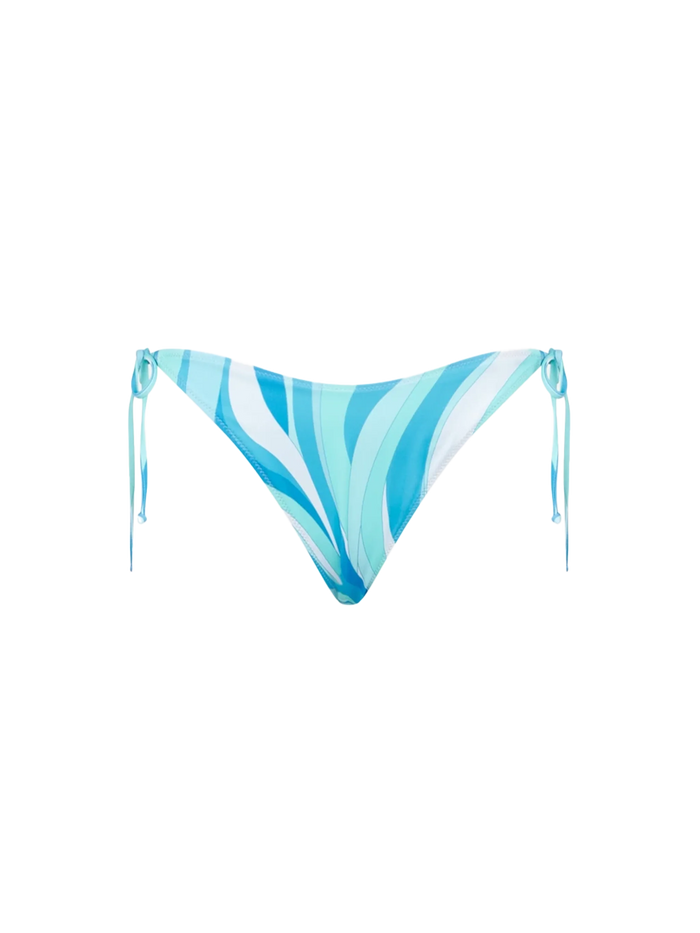 Light Blue Virgo Swim Briefs With Wave Pattern Bottom