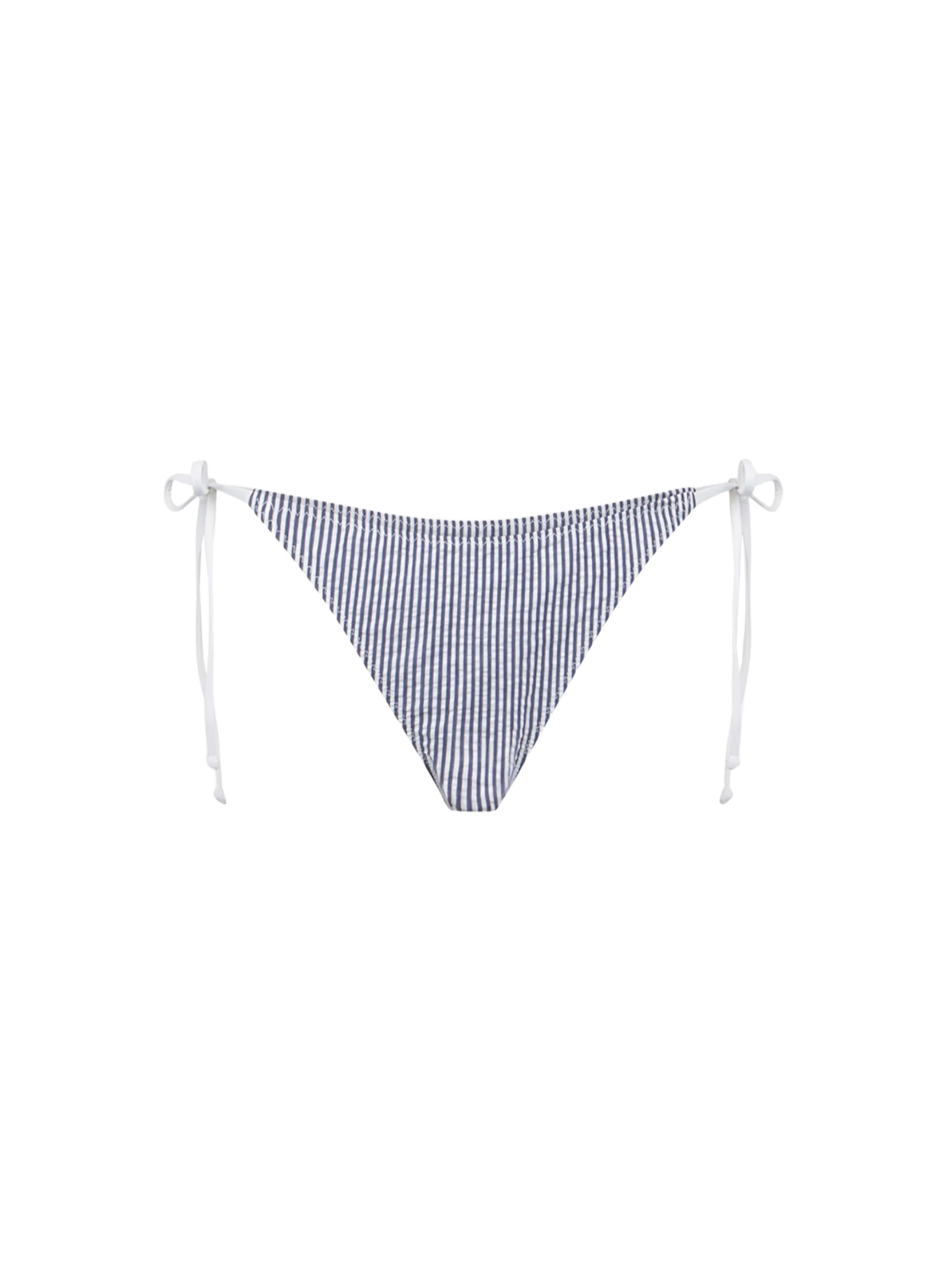 Virgo Blue Striped Seersucker Bikini Briefs Bottom