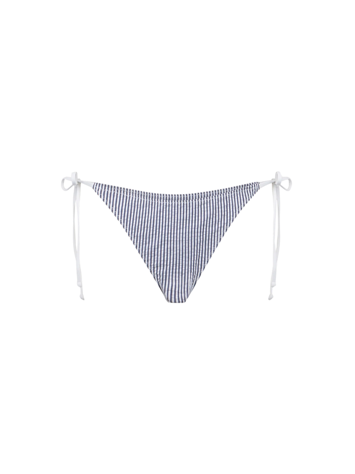 Virgo Blue Striped Seersucker Bikini Briefs Bottom