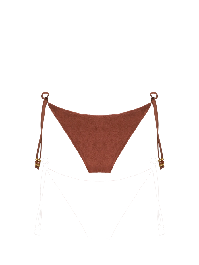 Brown Virgo Terry Swim Briefs With Charms Bottom