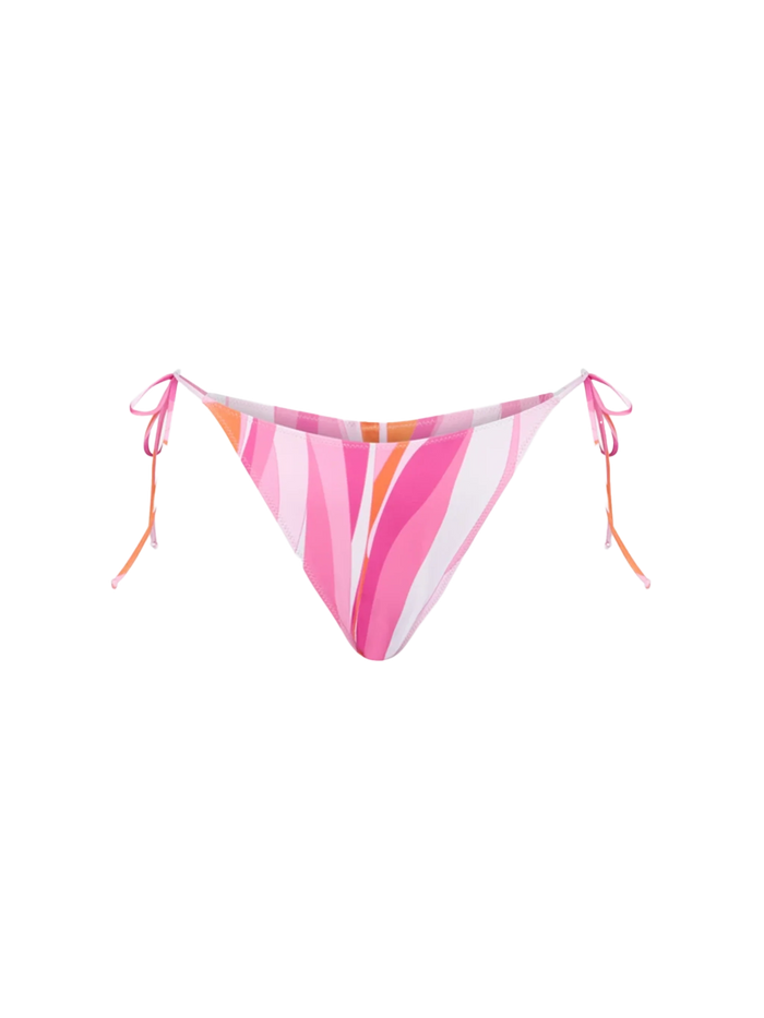Norah Cheeky Swim Briefs With Wave Pattern Pink Bottom