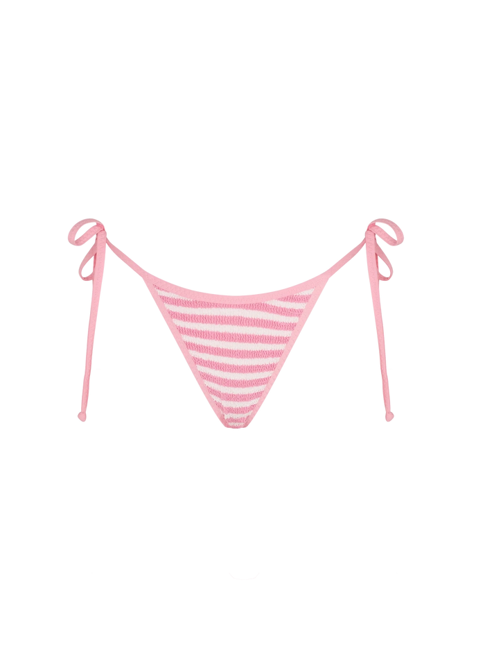 Norah Striped Crinkle Cheeky Swim Briefs Pink Bottom