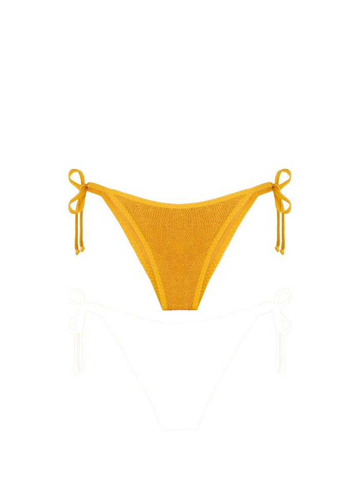 Norah Ochre Crinkle String Bikini Briefs Yellow Bottom