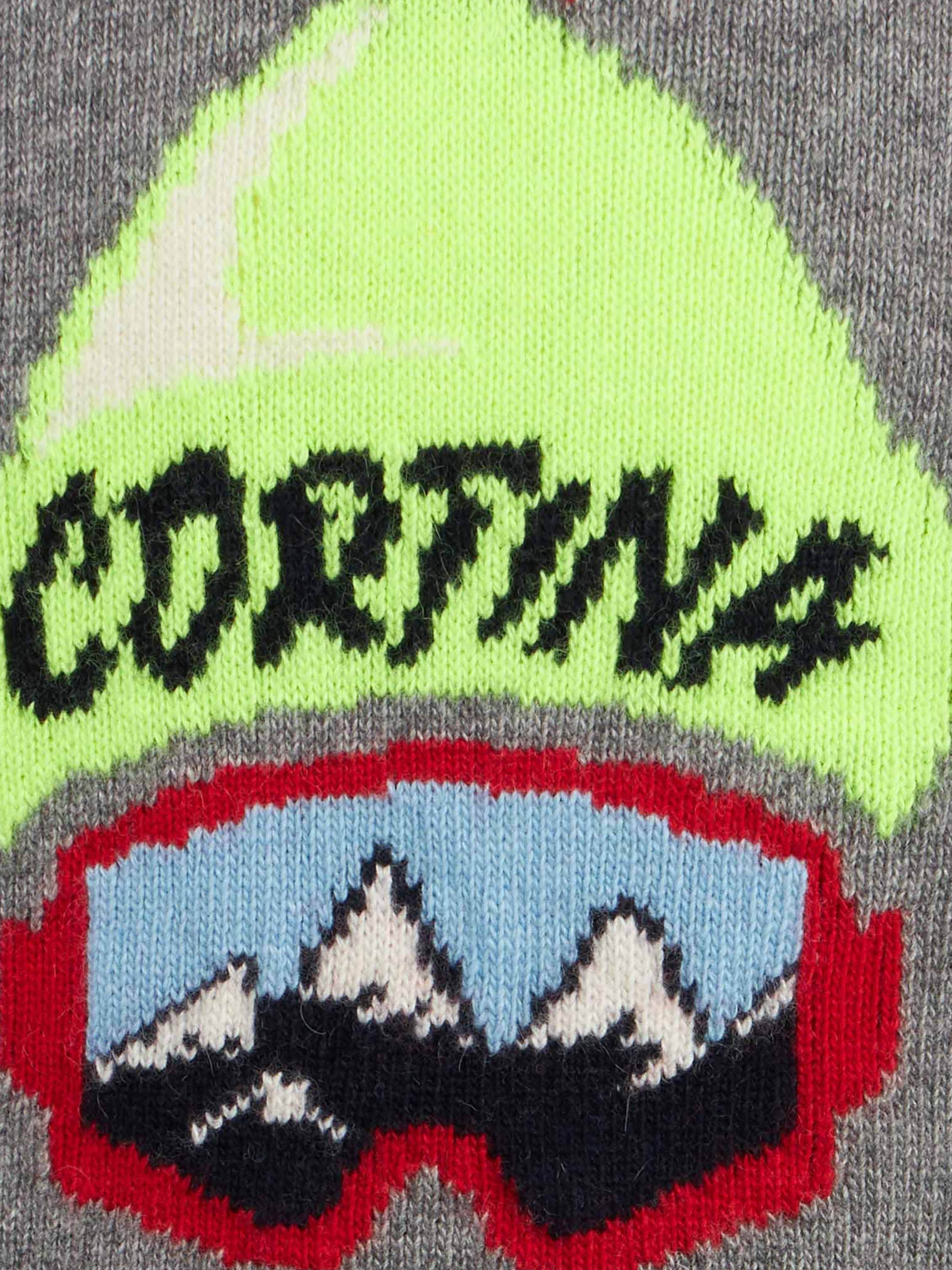 Boy Crewneck Sweater With Cortina Hat Print Grey