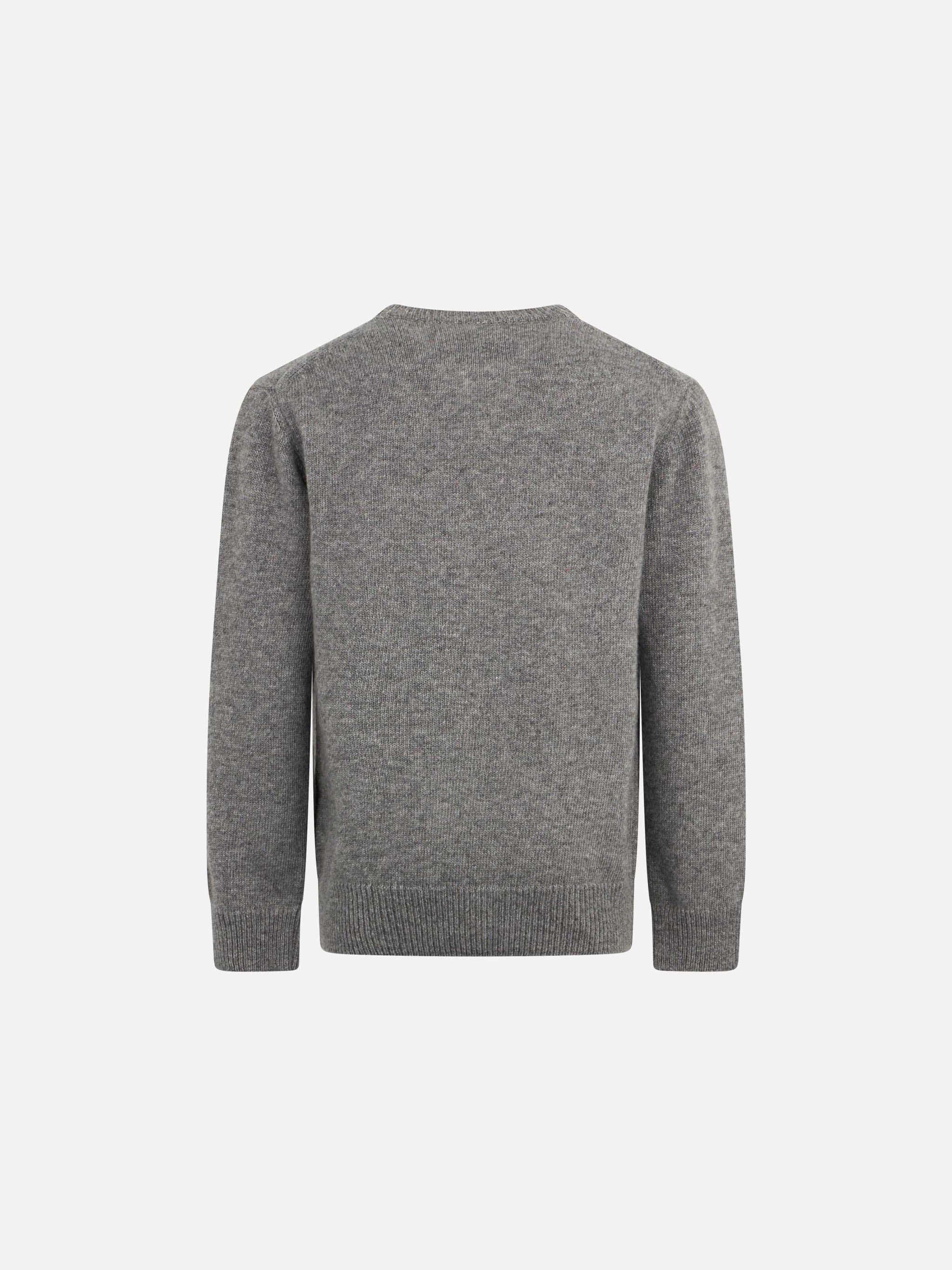 Boy Crewneck Sweater With Cortina Hat Print Grey