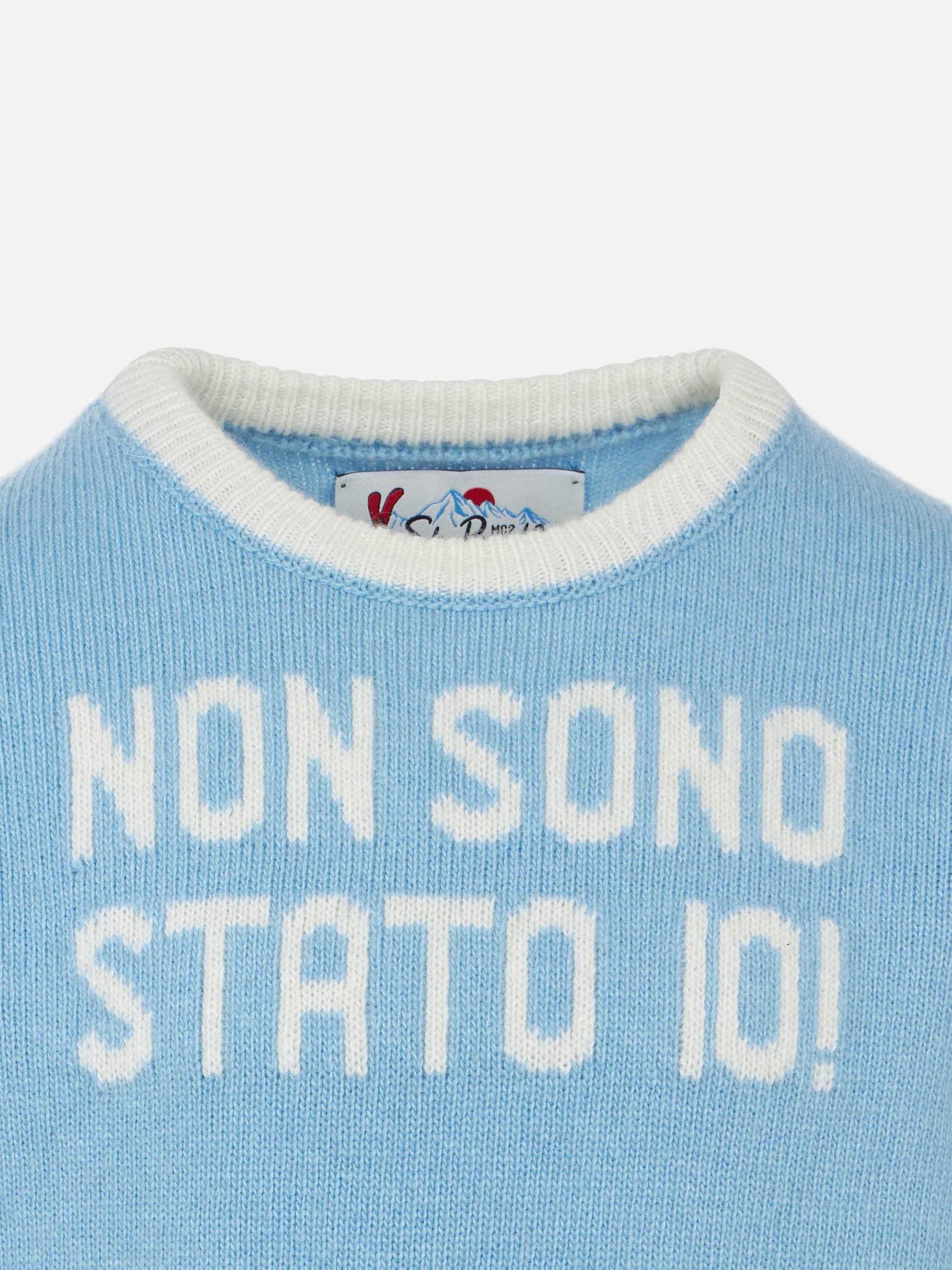 Boy Crewneck Sweater With Non Sono Stato Io! Print Sky