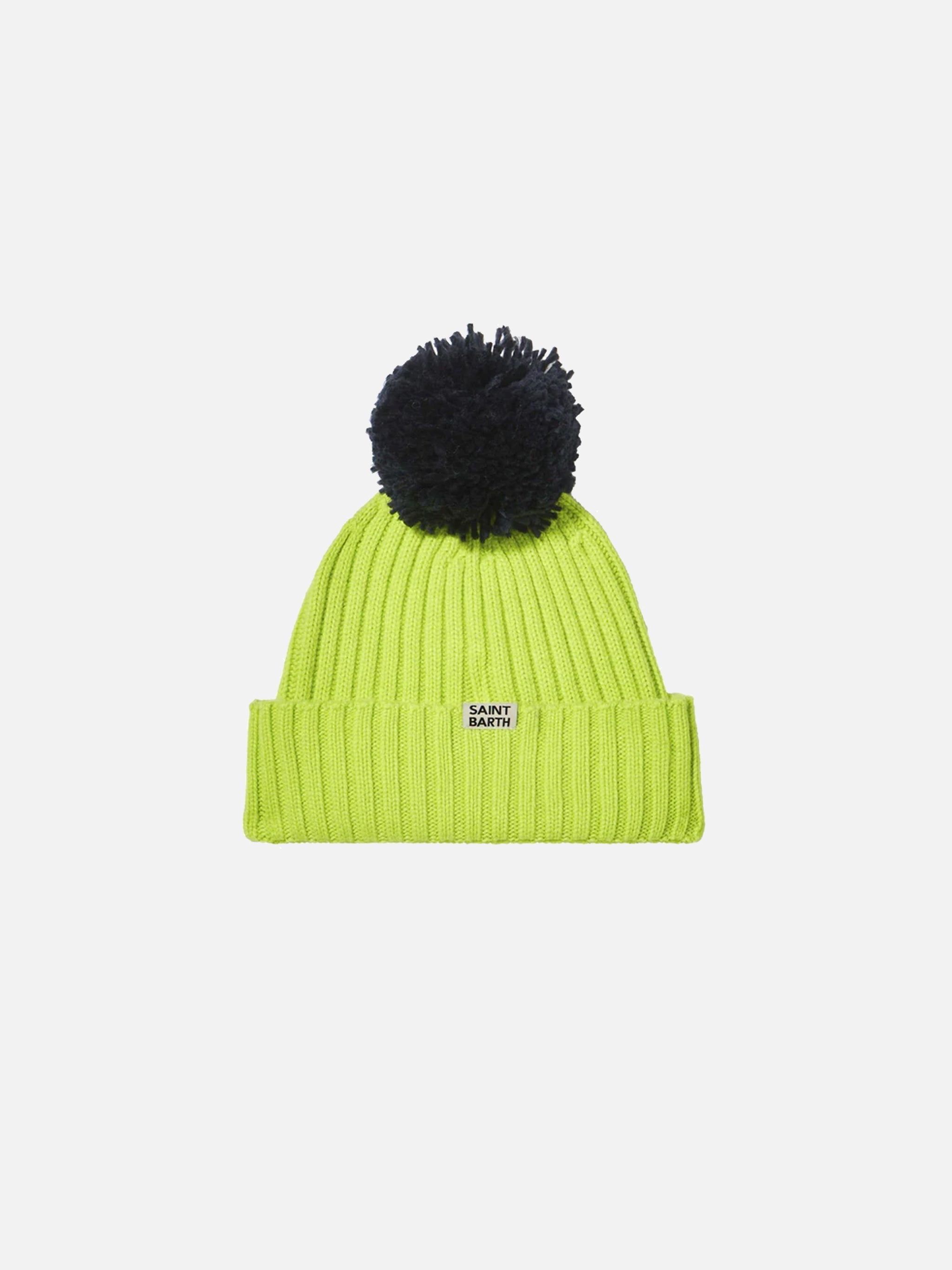 Boy Fluo Yellow Beanie With Pompon Hat