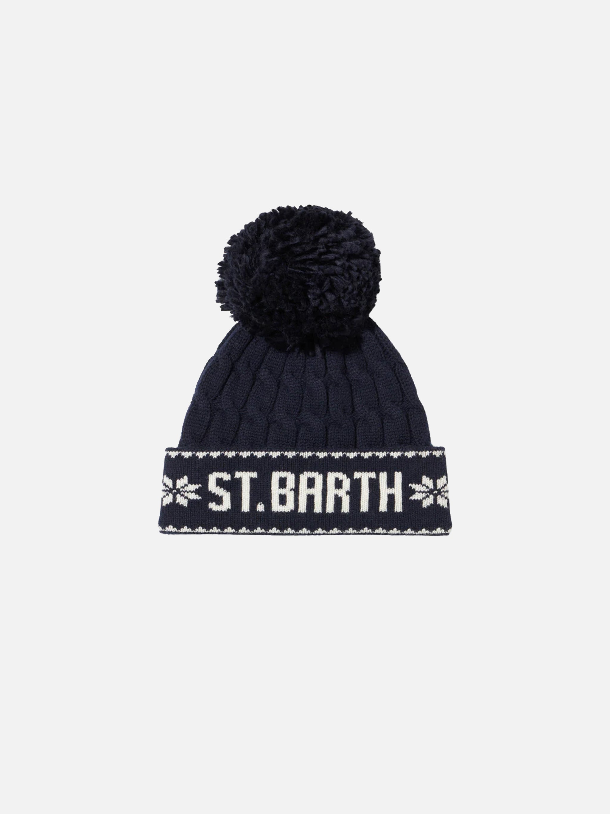 Boy Navy Blue Beanie With Pompon Hat