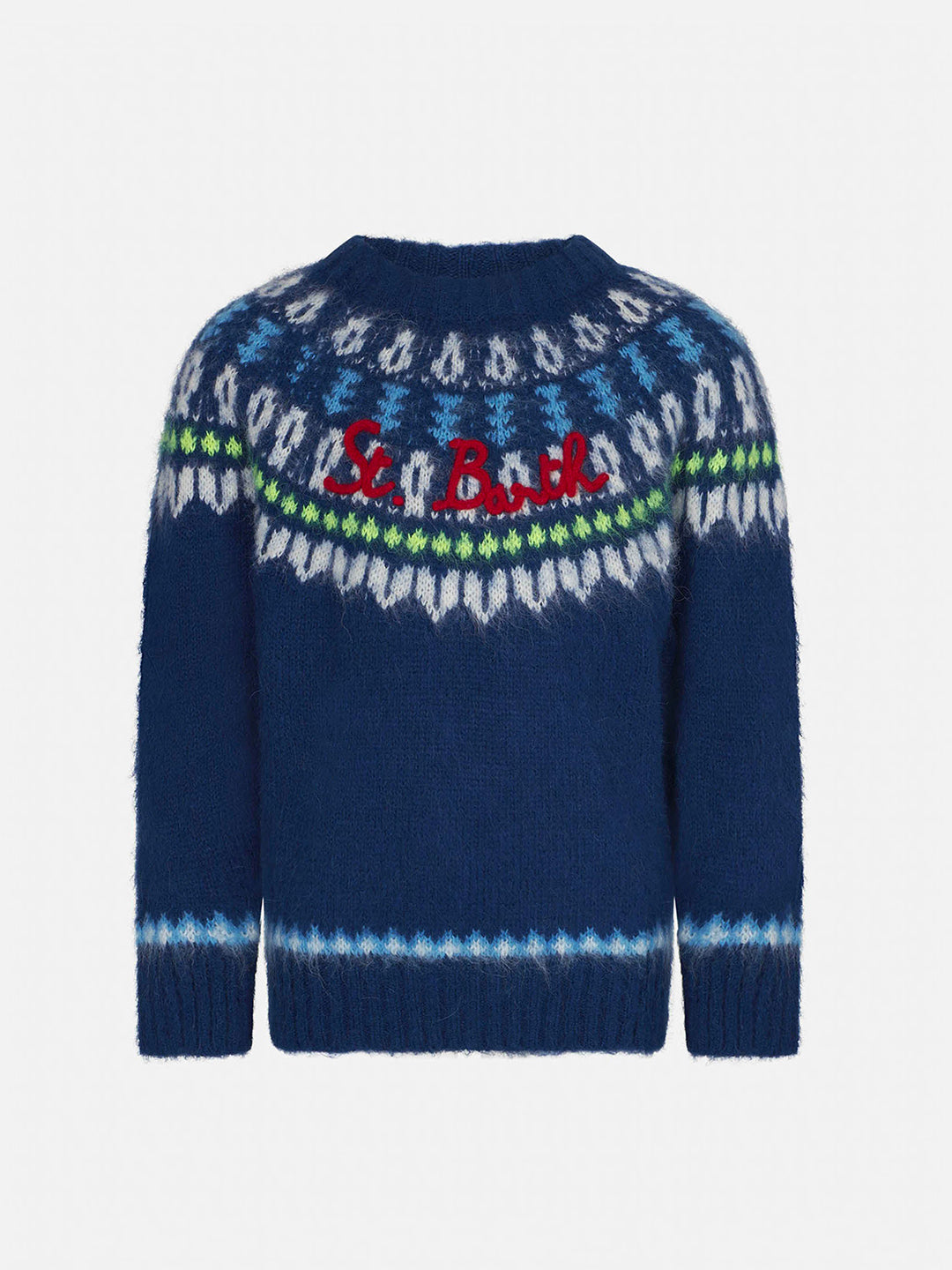 Boy Brushed Sweater With Icelandic Jacquard Blue