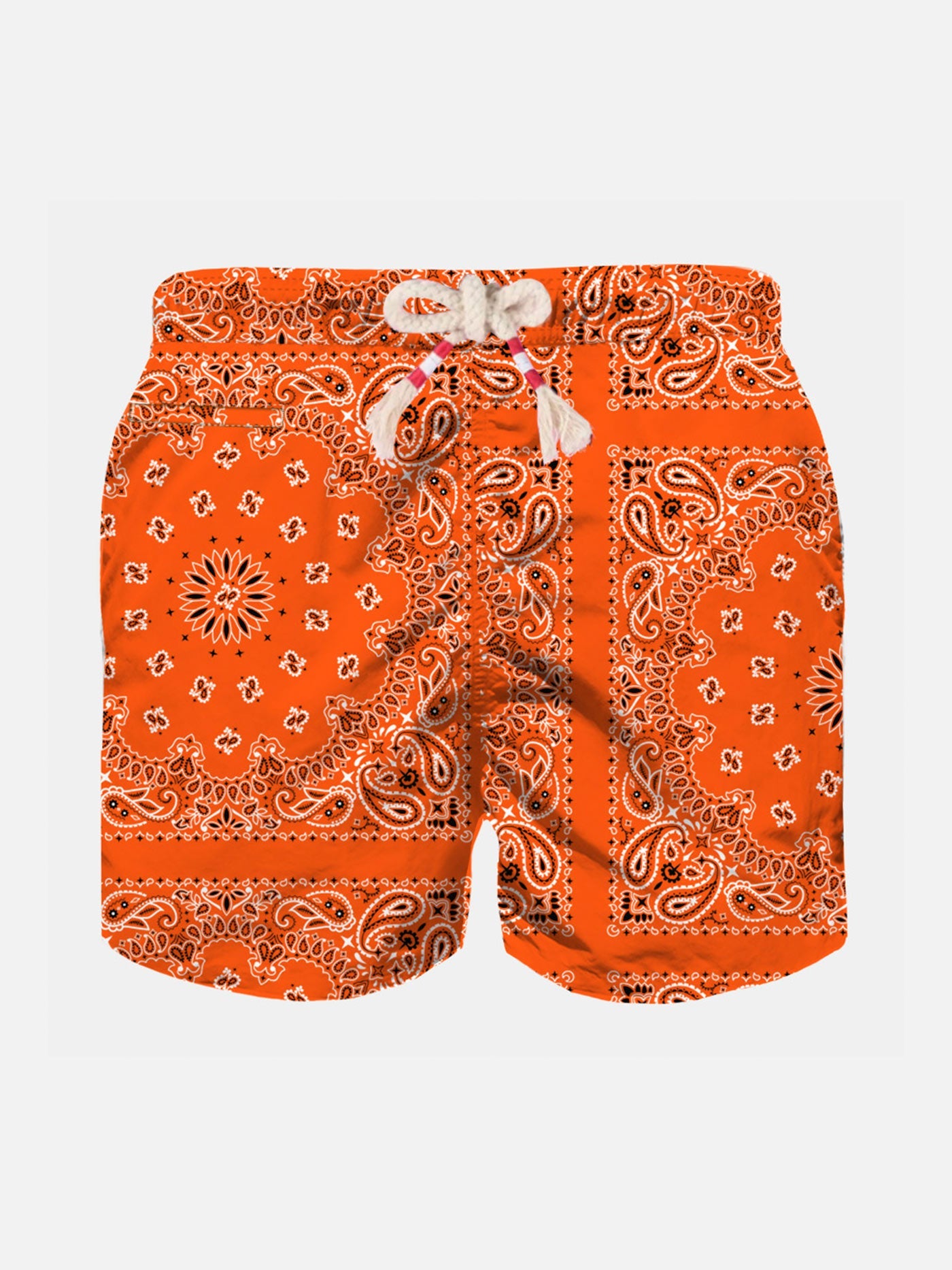 Boy Swim Shorts With Orange Bandanna Print Swimshort