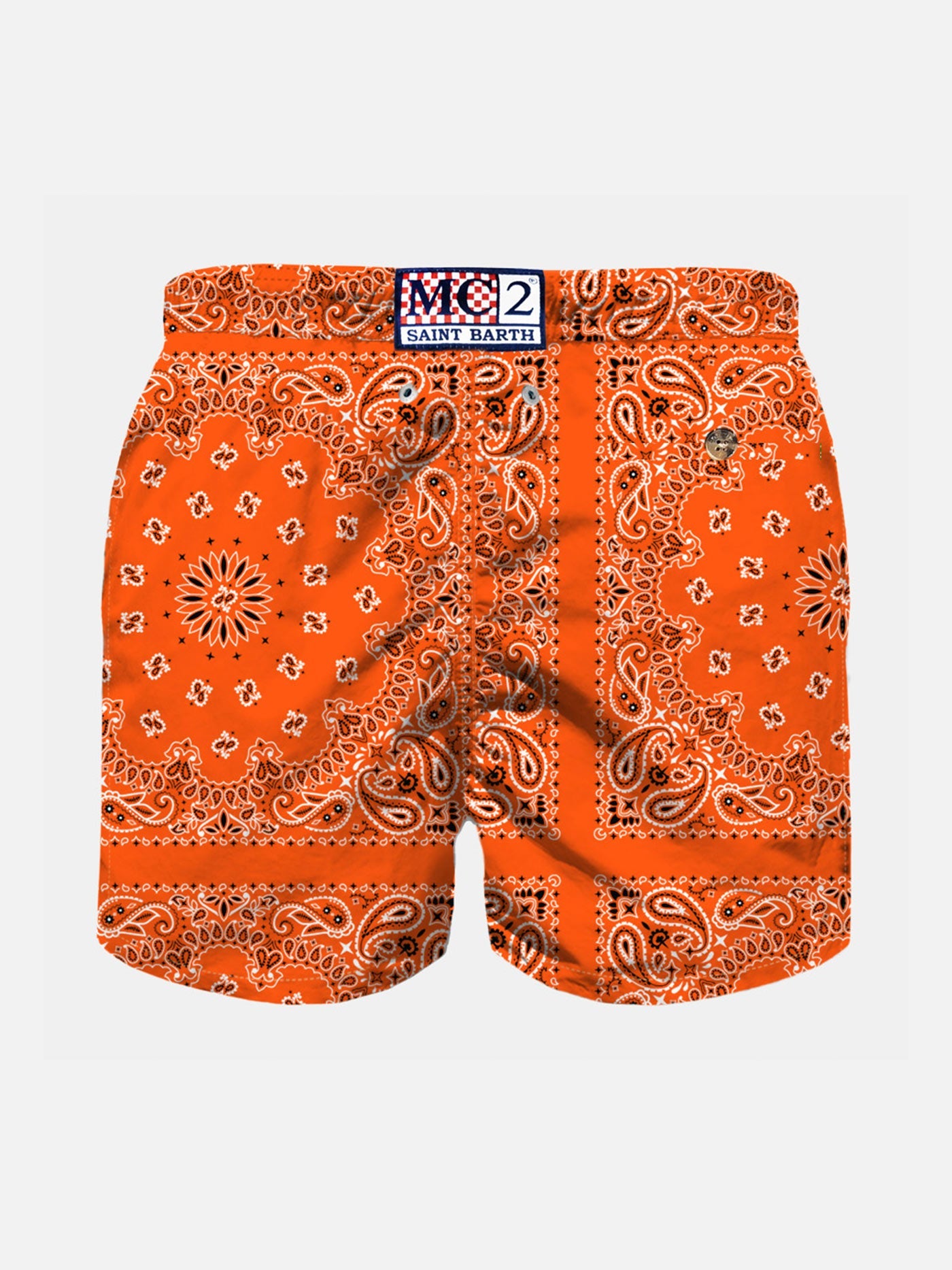 Boy Swim Shorts With Orange Bandanna Print Swimshort