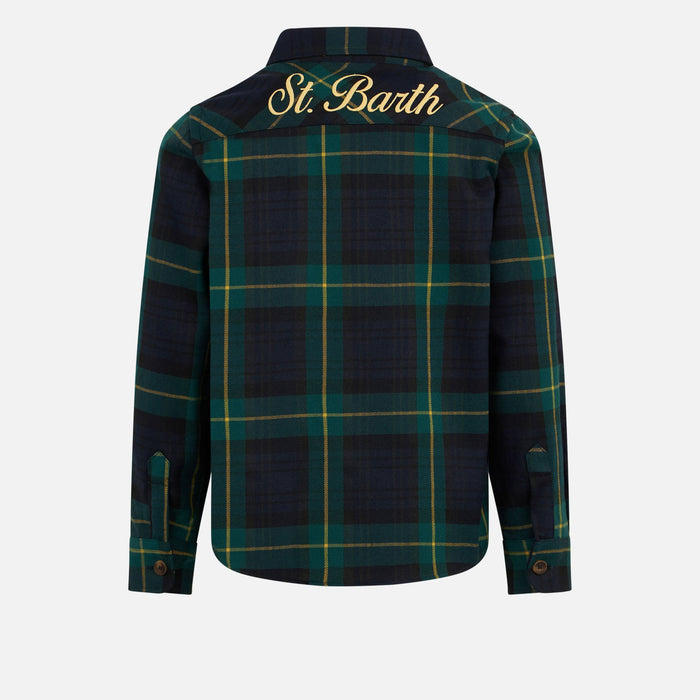 Boy Wooly Shirt With Tartan Print Blue