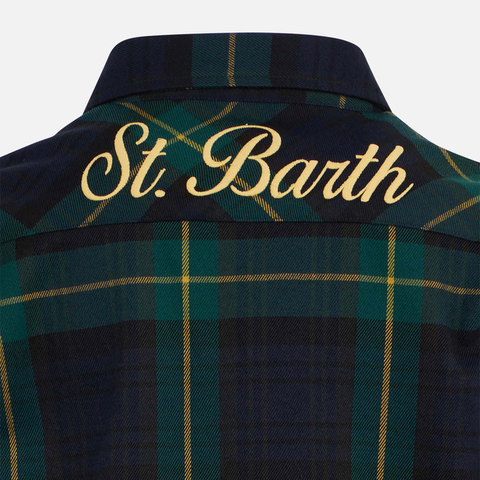 Boy Wooly Shirt With Tartan Print Blue